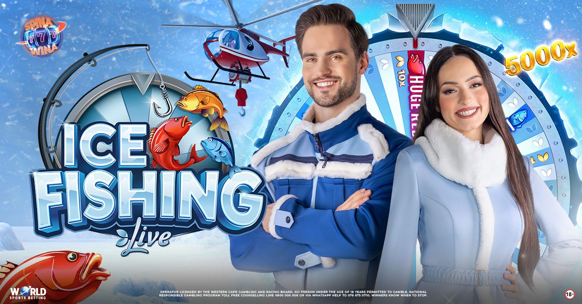 Estudio de Ice Fishing con el presentador junto a la rueda de 53 segmentos
